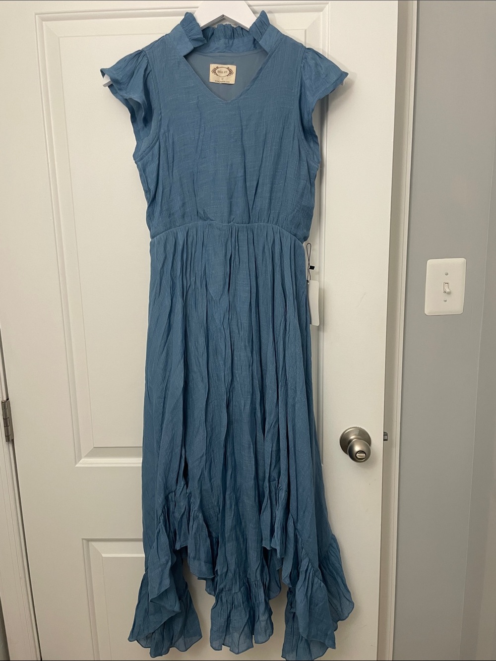 NWT Girls Blue Ruffle Hem Maxi Dress